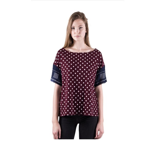 Anthropologie Women’s Size Small Lilis Closet Boxey Polka Dot Blouse Top - Picture 4 of 12